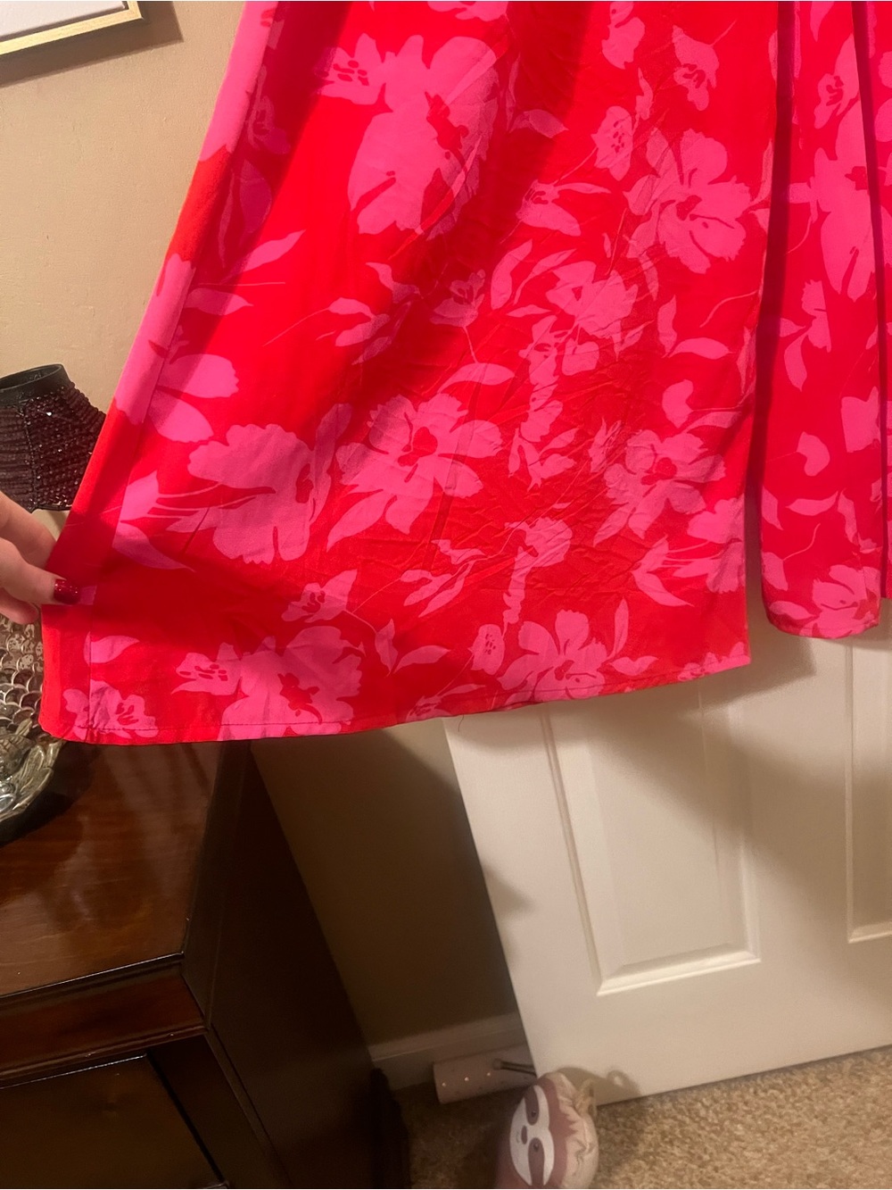 NWOT Red and Pink Floral High Waisted Wide Leg Boho Flowy Palazzo Pants Sz Small - Picture 11 of 12